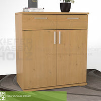 Nobis Kommode Sideboard 90-er | Anrichte | 2-Schubladen und 2-Türig | 100% Bio Kiefer Massivholz