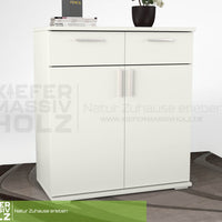 Nobis Kommode Sideboard 90-er | Anrichte | 2-Schubladen und 2-Türig | 100% Bio Kiefer Massivholz
