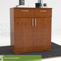 Nobis Kommode Sideboard | 1-Schublade | 2-Türig | 90cm hoch | 100% Bio Kiefer Massivholz