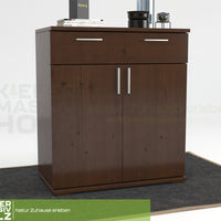 Nobis Kommode Sideboard | 1-Schublade | 2-Türig | 90cm hoch | 100% Bio Kiefer Massivholz