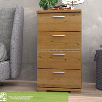Nobis Schubladenkommode Sideboard | 4-Schubladen | 74cm hoch | 100% Bio Kiefer Massivholz