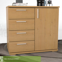 Nobis Kommode Sideboard | Anrichte | 4 kleine Schubladen 1 Türig | 100% Bio Kiefer Massivholz