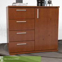 Nobis Kommode Sideboard | Anrichte | 4 kleine Schubladen 1 Türig | 100% Bio Kiefer Massivholz