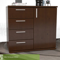 Nobis Kommode Sideboard | Anrichte | 4 kleine Schubladen 1 Türig | 100% Bio Kiefer Massivholz