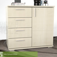 Nobis Kommode Sideboard | Anrichte | 4 kleine Schubladen 1 Türig | 100% Bio Kiefer Massivholz