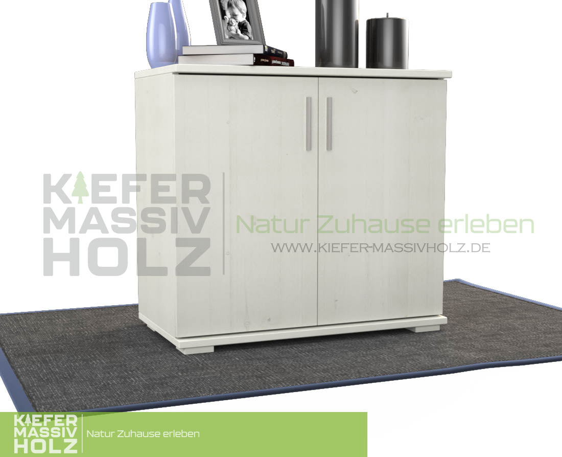 Nobis Kommode Sideboard | Anrichte | 2-Türig | 74cm hoch | 100% Bio Kiefer Massivholz