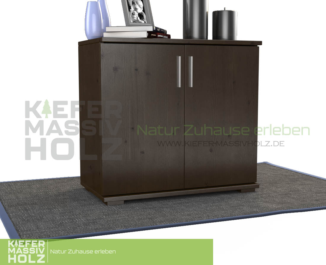 Nobis Kommode Sideboard | Anrichte | 2-Türig | 74cm hoch | 100% Bio Kiefer Massivholz