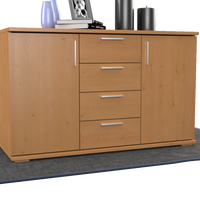 Nobis Kommode Sideboard | Anrichte | 4-Schubladen - 2-Türig | 100% Bio Kiefer Massivholz