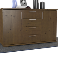 Nobis Kommode Sideboard | Anrichte | 4-Schubladen - 2-Türig | 100% Bio Kiefer Massivholz
