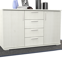 Nobis Kommode Sideboard | Anrichte | 4-Schubladen - 2-Türig | 100% Bio Kiefer Massivholz
