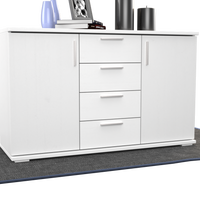Nobis Kommode Sideboard | Anrichte | 4-Schubladen - 2-Türig | 100% Bio Kiefer Massivholz
