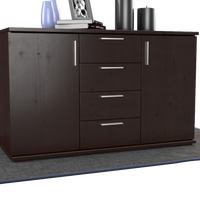 Nobis Kommode Sideboard | Anrichte | 4-Schubladen - 2-Türig | 100% Bio Kiefer Massivholz