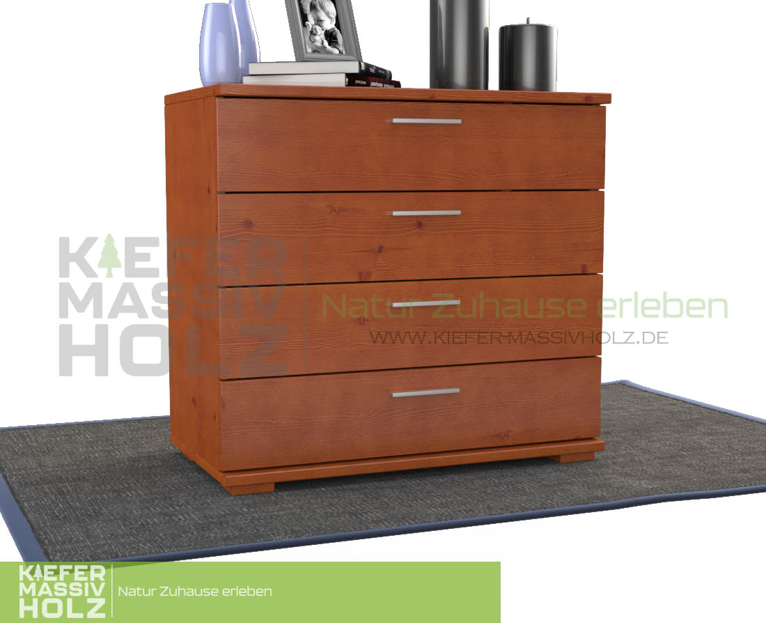Nobis Kommode Sideboard | Anrichte | 4-Schubladen | 100% Bio Kiefer Massivholz