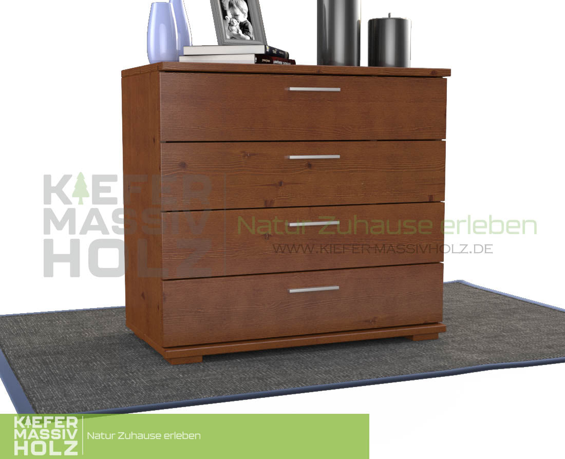 Nobis Kommode Sideboard | Anrichte | 4-Schubladen | 100% Bio Kiefer Massivholz