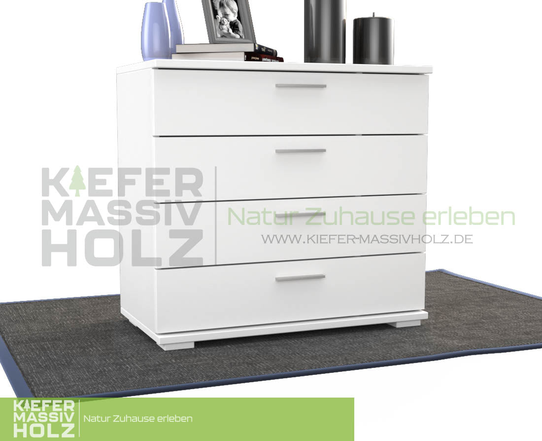 Nobis Kommode Sideboard | Anrichte | 4-Schubladen | 100% Bio Kiefer Massivholz
