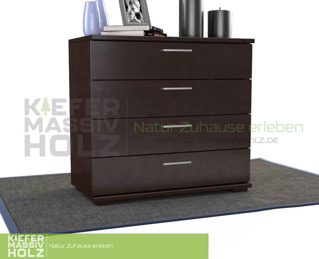 Nobis Kommode Sideboard | Anrichte | 4-Schubladen | 100% Bio Kiefer Massivholz