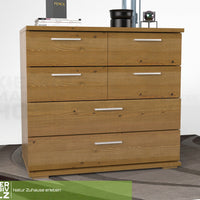 Nobis Kommode Sideboard | Anrichte | 4 kleine und 2 große Schubladen | 100% Bio Kiefer Massivholz