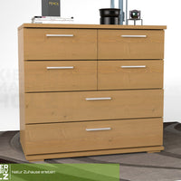Nobis Kommode Sideboard | Anrichte | 4 kleine und 2 große Schubladen | 100% Bio Kiefer Massivholz