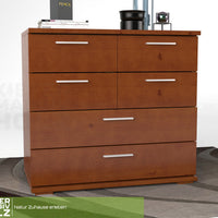 Nobis Kommode Sideboard | Anrichte | 4 kleine und 2 große Schubladen | 100% Bio Kiefer Massivholz