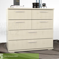 Nobis Kommode Sideboard | Anrichte | 4 kleine und 2 große Schubladen | 100% Bio Kiefer Massivholz