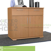 Nobis Kommode Sideboard | Anrichte | 2-Türig mit 2 Schubladen | 100% Bio Kiefer Massivholz