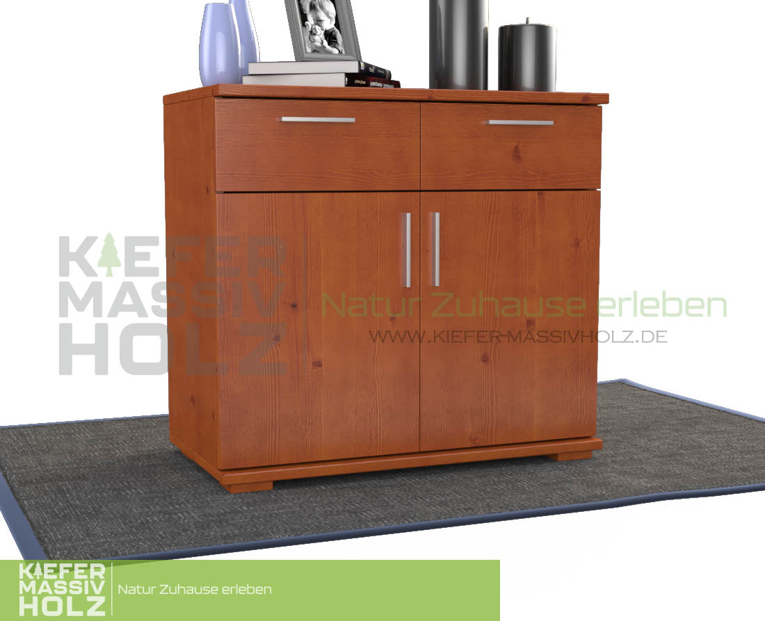 Nobis Kommode Sideboard | Anrichte | 2-Türig mit 2 Schubladen | 100% Bio Kiefer Massivholz