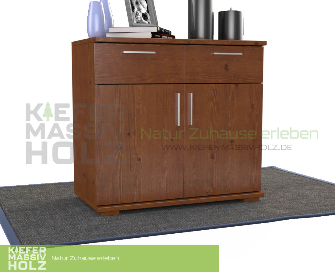 Nobis Kommode Sideboard | Anrichte | 2-Türig mit 2 Schubladen | 100% Bio Kiefer Massivholz