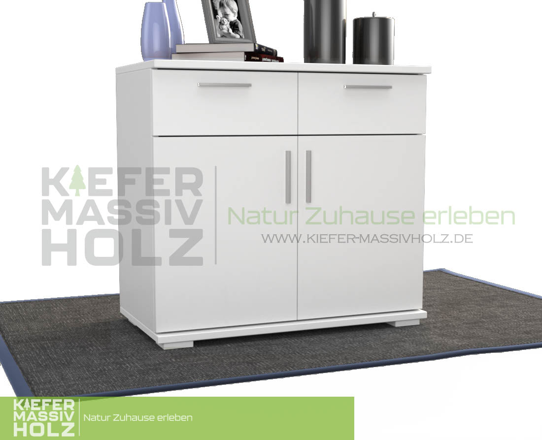 Nobis Kommode Sideboard | Anrichte | 2-Türig mit 2 Schubladen | 100% Bio Kiefer Massivholz