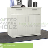 Nobis Kommode Sideboard | Anrichte | 2-Türig mit 2 Schubladen | 100% Bio Kiefer Massivholz