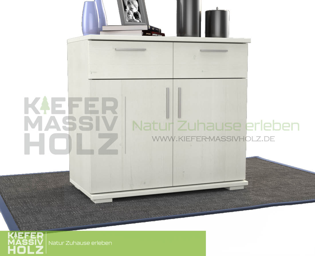 Nobis Kommode Sideboard | Anrichte | 2-Türig mit 2 Schubladen | 100% Bio Kiefer Massivholz