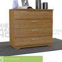 Nobis Kommode Sideboard | Anrichte | 5-Schubladen | 100% Bio Kiefer Massivholz