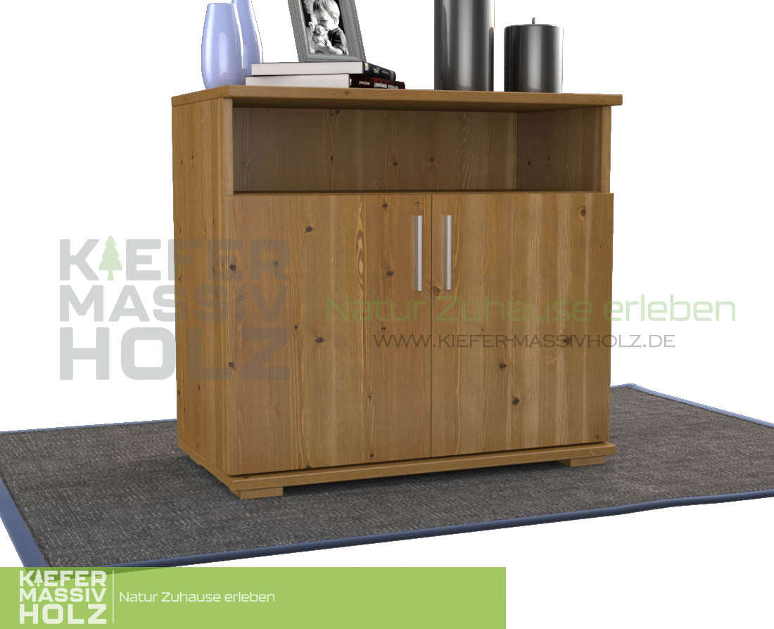 Nobis Kommode Sideboard | Anrichte | 2-Türig mit Regalfach | 100% Bio Kiefer Massivholz