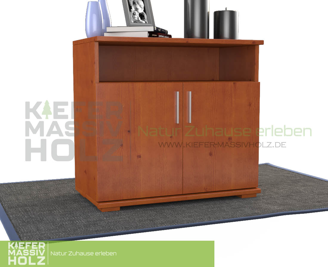 Nobis Kommode Sideboard | Anrichte | 2-Türig mit Regalfach | 100% Bio Kiefer Massivholz