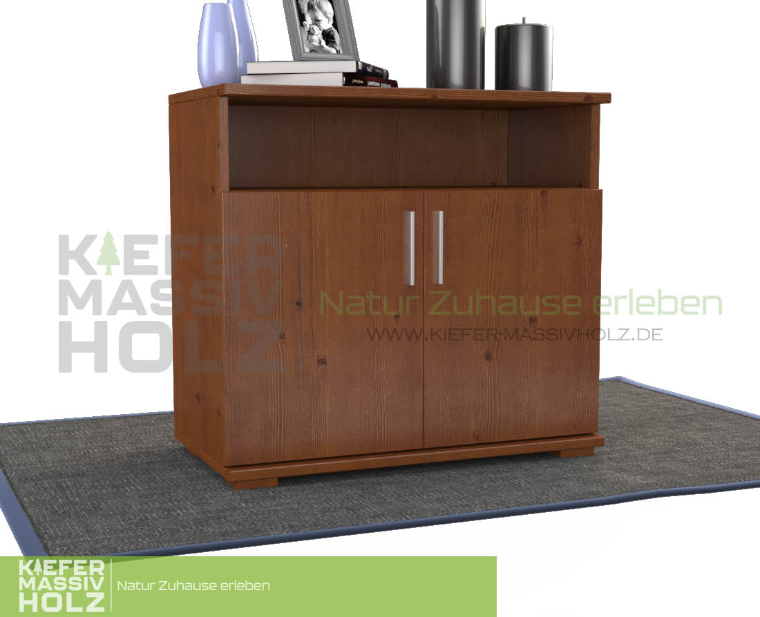 Nobis Kommode Sideboard | Anrichte | 2-Türig mit Regalfach | 100% Bio Kiefer Massivholz