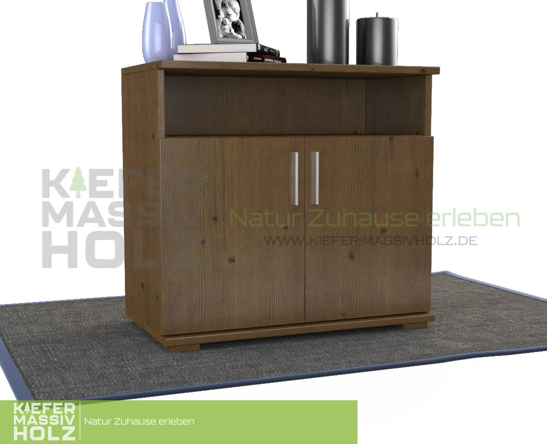 Nobis Kommode Sideboard | Anrichte | 2-Türig mit Regalfach | 100% Bio Kiefer Massivholz