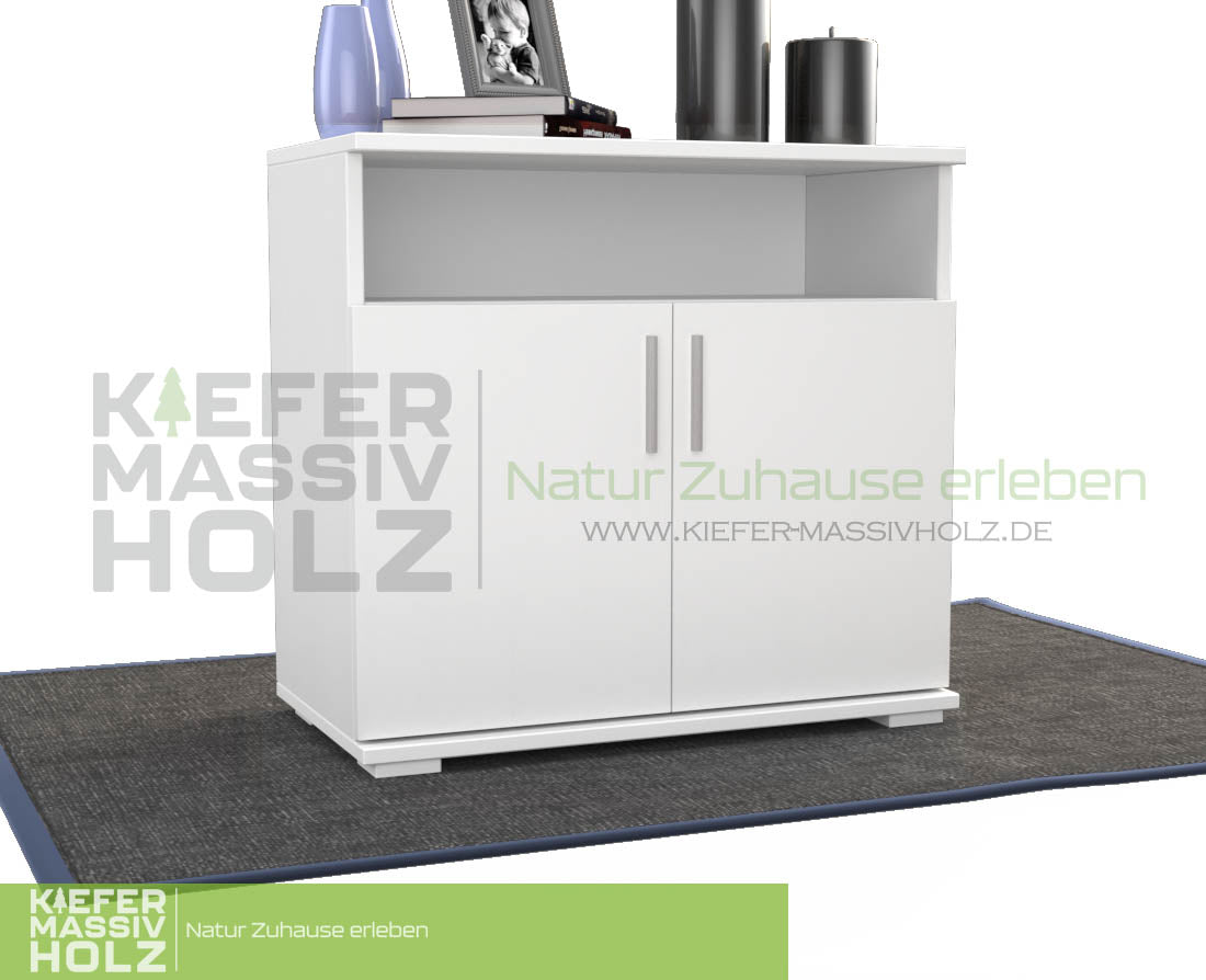 Nobis Kommode Sideboard | Anrichte | 2-Türig mit Regalfach | 100% Bio Kiefer Massivholz