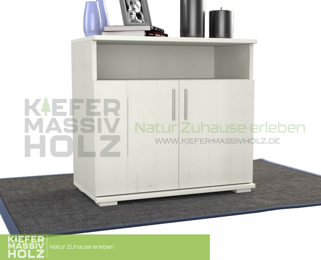 Nobis Kommode Sideboard | Anrichte | 2-Türig mit Regalfach | 100% Bio Kiefer Massivholz