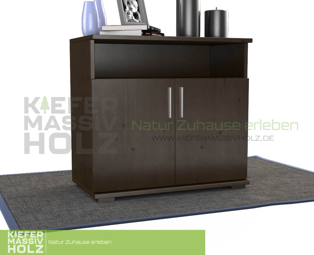 Nobis Kommode Sideboard | Anrichte | 2-Türig mit Regalfach | 100% Bio Kiefer Massivholz