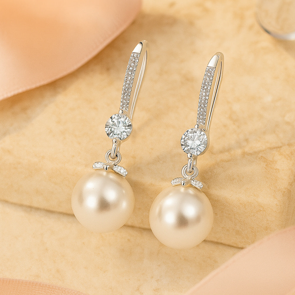 Ohrringe aus 925er Sterling-Silber, hängende Perlen Ohrringe