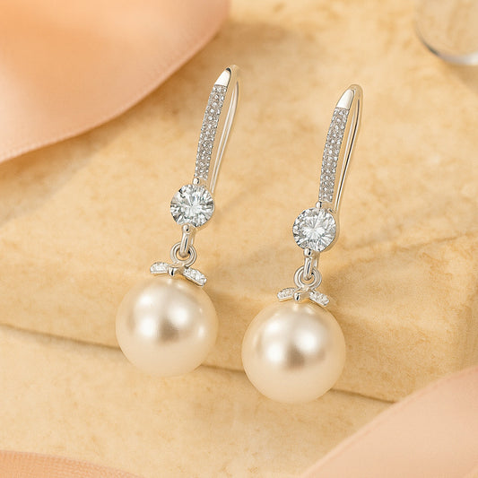 Ohrringe aus 925er Sterling-Silber, hängende Perlen Ohrringe