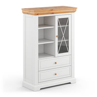 Milano Elite Massivholz Kiefer Vitrine 1.3 | Farbe Weiß/Kiefer