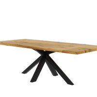 Esstisch mit Ansteckplatten, 160 (240) x90cm, Eiche massiv Baumkante und Spidergestell