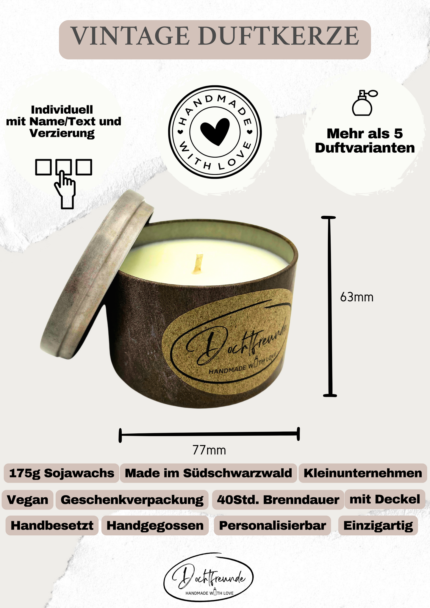 Sternzeichen Steinbock Duftkerze - Handgemachte Sojawachs-Kerze - Personalisiertes Astrologie-Geschenk