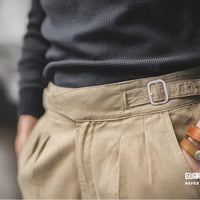 maden adjustable high waist khaki cargo pants vintage style for men