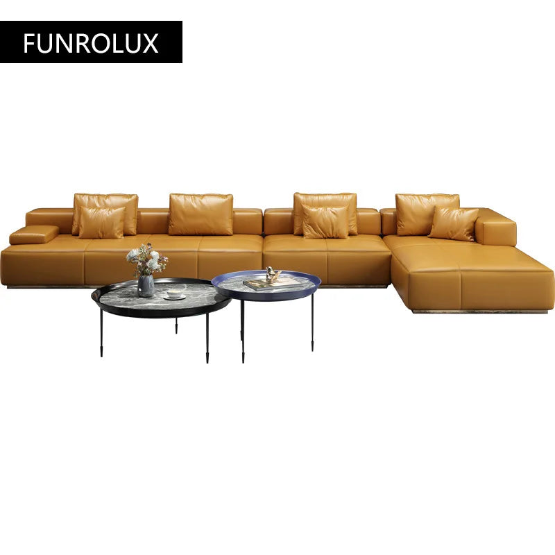 Exklusive Light Luxury Leder Wohnkombination