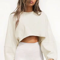 Loose fit round neck crop sweater women Short