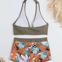 Bikini set short swimsuit women high waist swimwear printed beachwear
