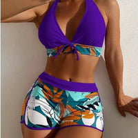 Bikini set short swimsuit women high waist swimwear printed beachwear