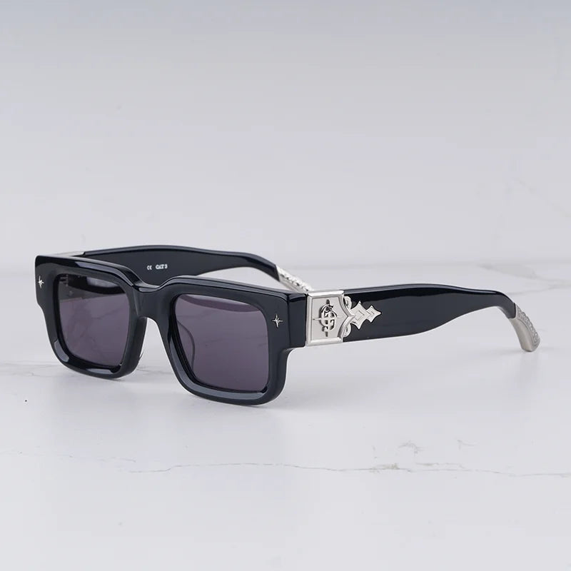Getaway jet black thick acetatе high‑street shades luxury eyewear