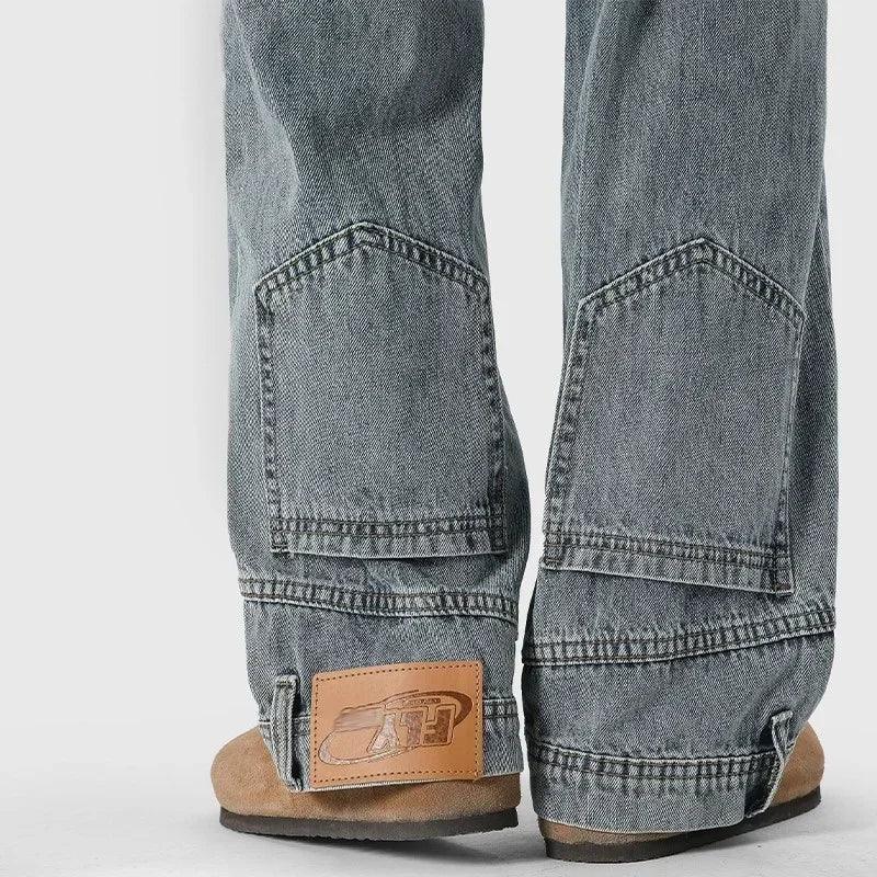 High street fashion baggy jeans reverse pocket design